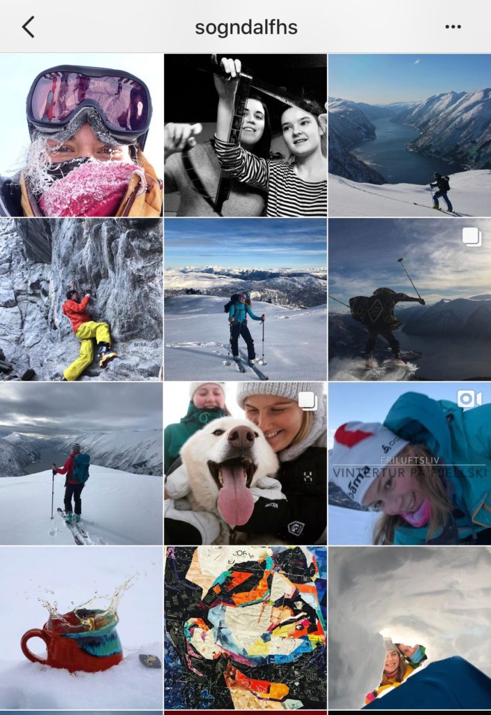 Instagram bilder fra folkehøgskole, collage.