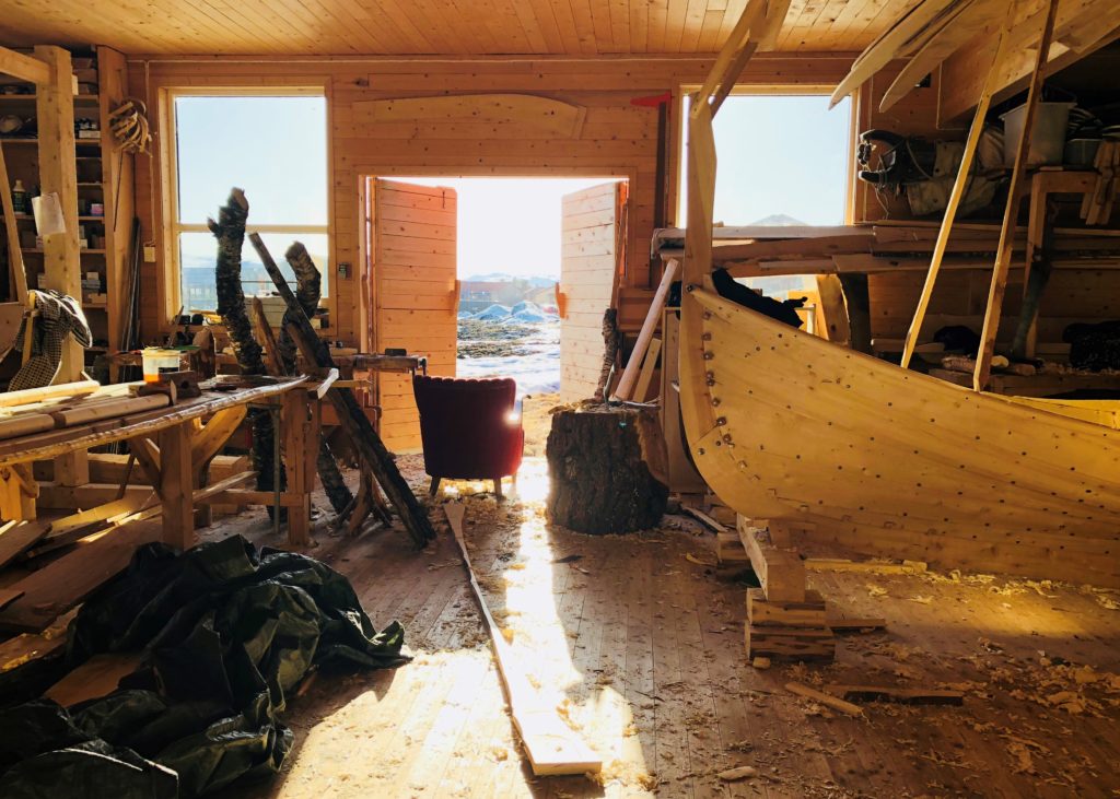 Rom, verksted, stol, båt, solskinn, utsikt, Fosen, Rissa