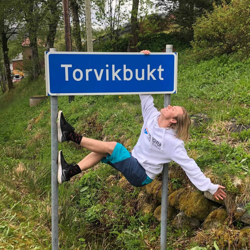 Torvikbukt, skilt