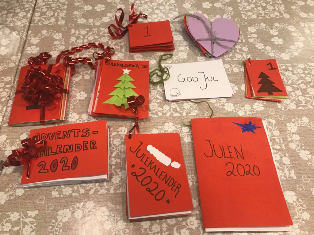 adventskalendere, hjemmelaget, tegnet, Agder folkehøgskole